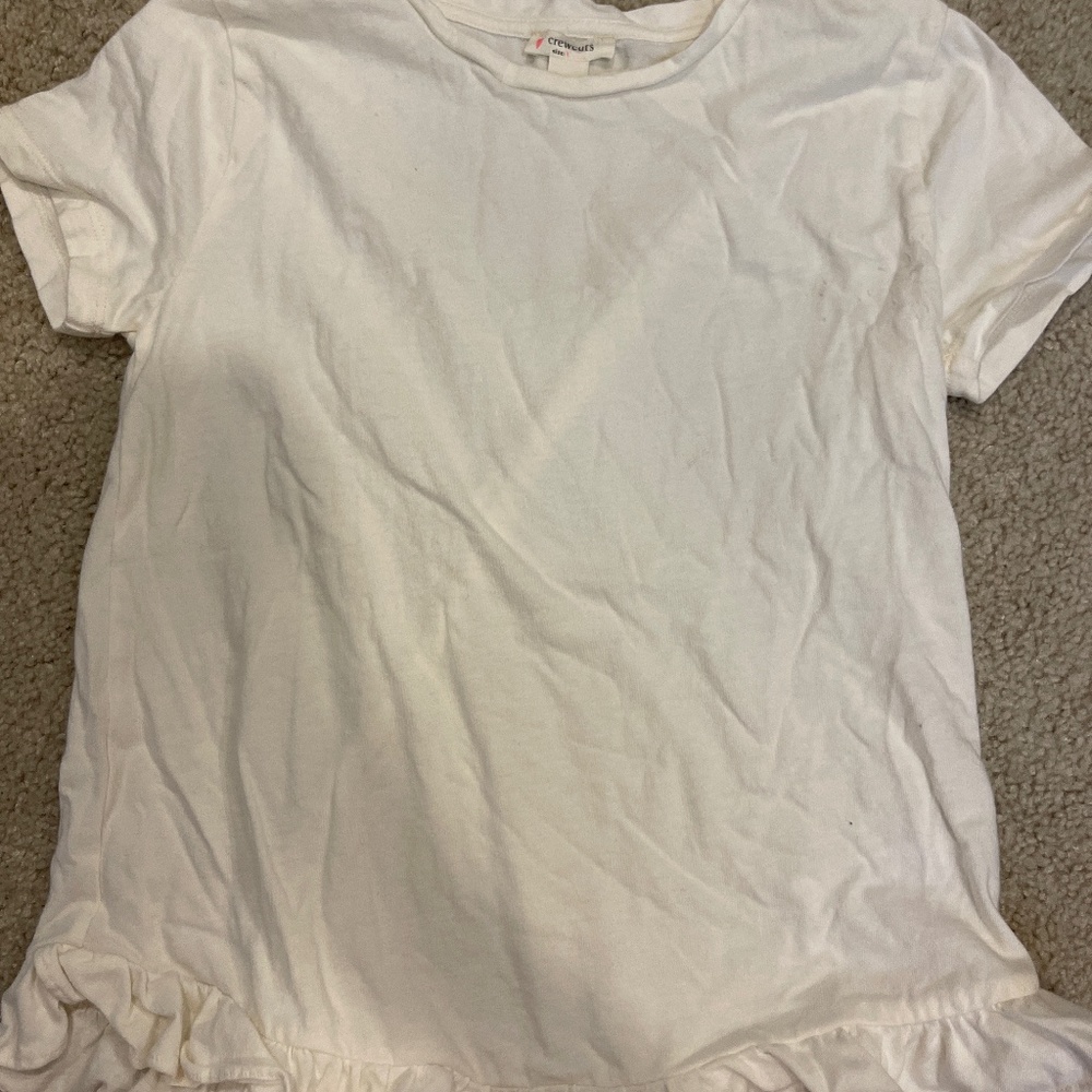 J Crew Kids White Ruffle T-Shirt (Large)